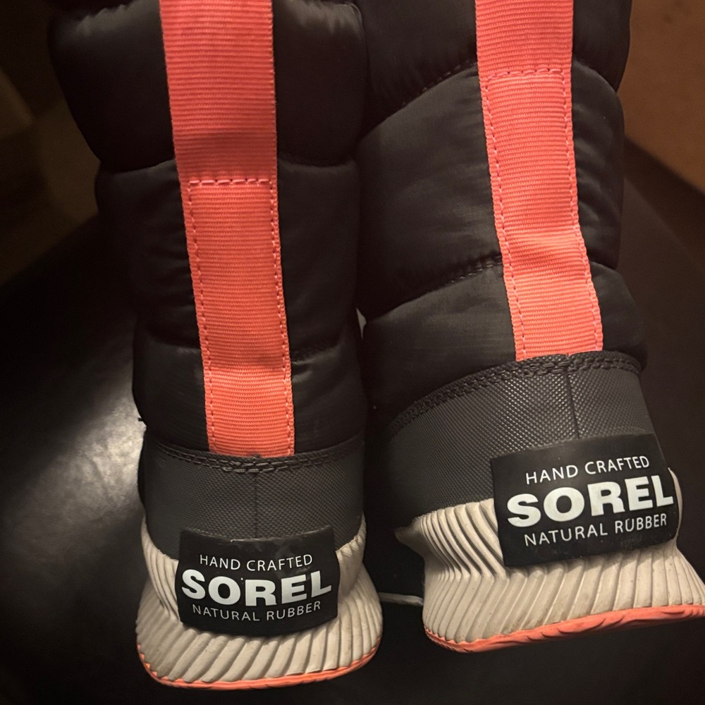 Sorel Black and Coral Boots